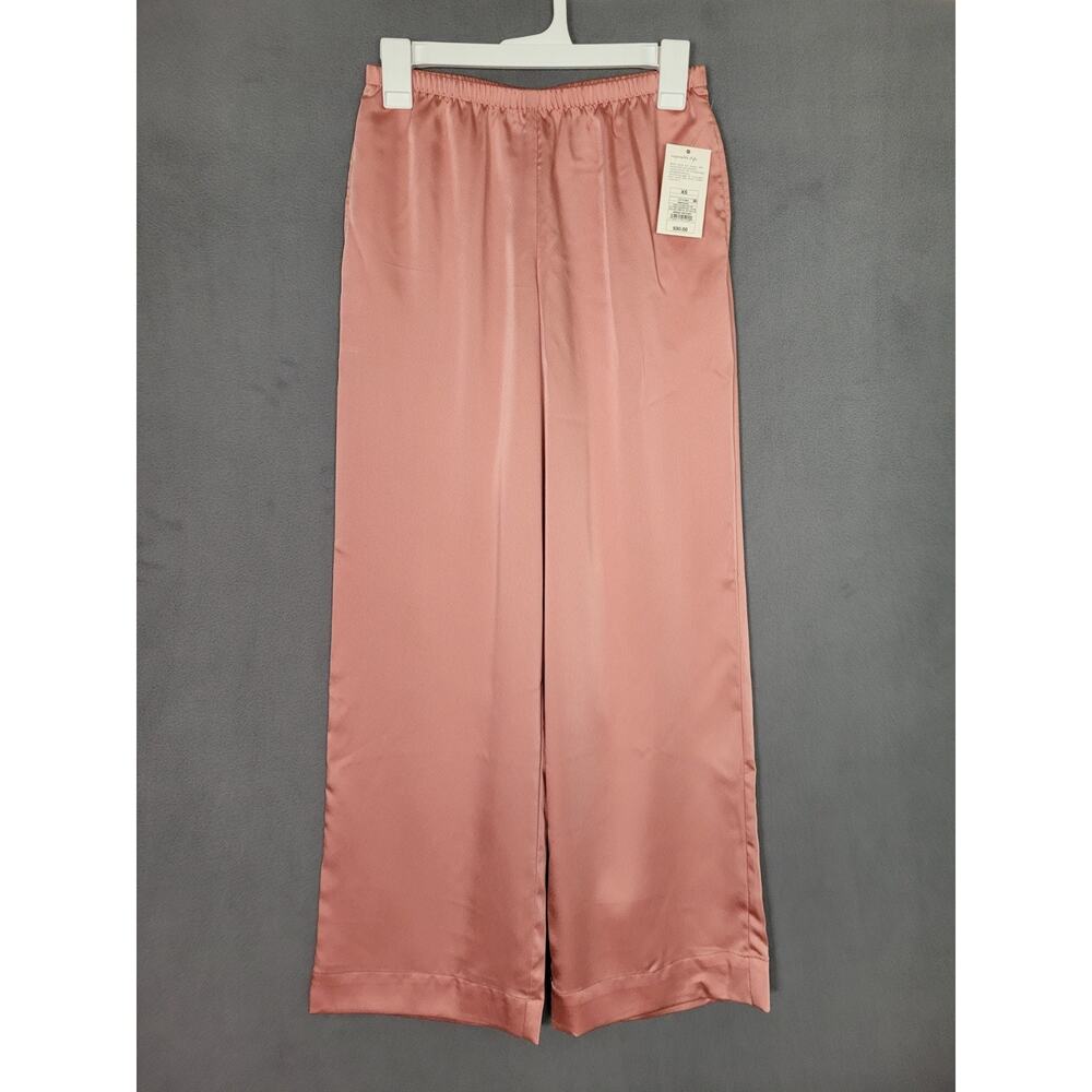 A New Day Women's Mid Rise Straight Leg Satin Pull On Pants Pink Size XS